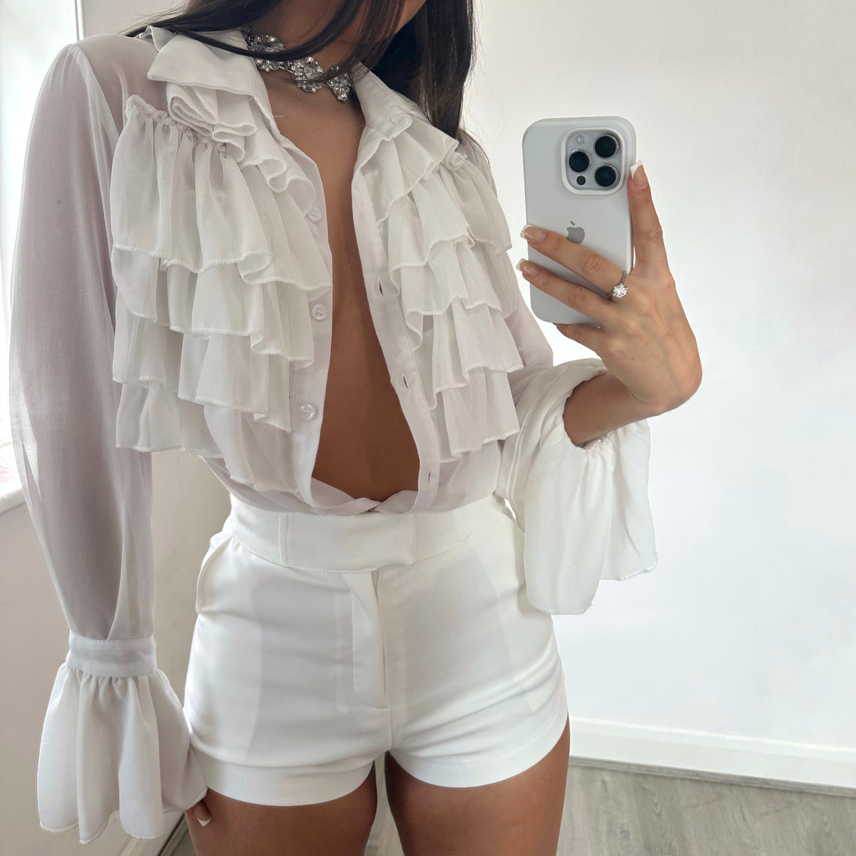 Sheer frill top on sale