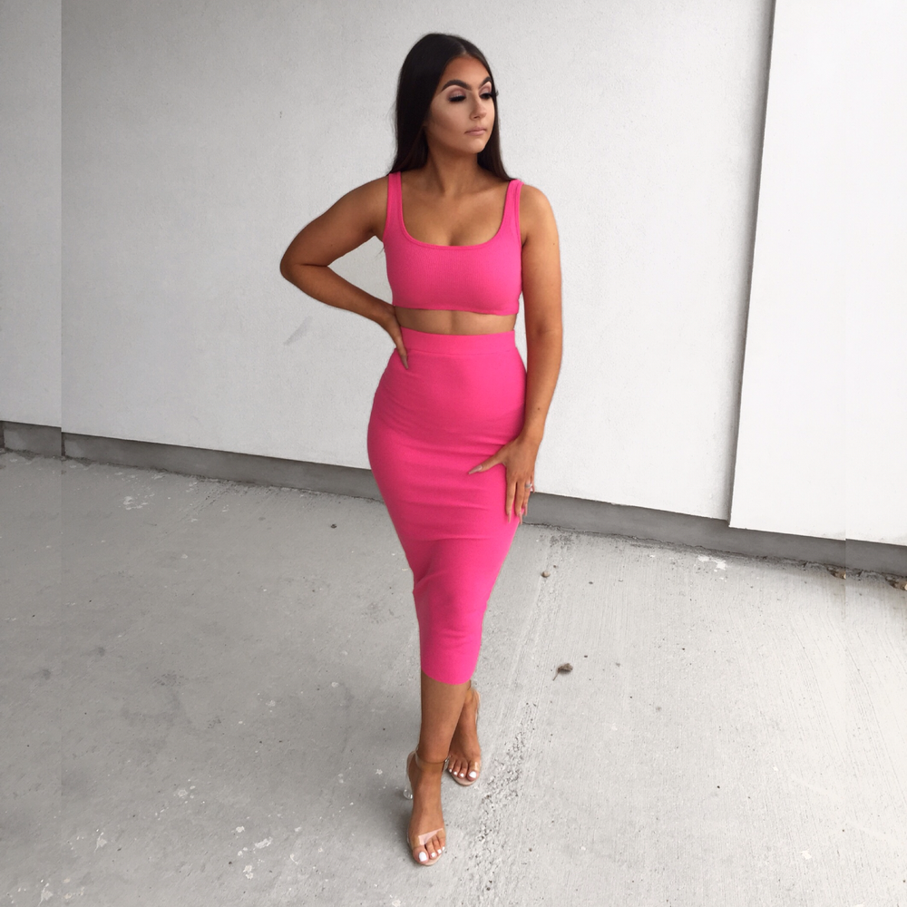 Neon pink clearance two piece set