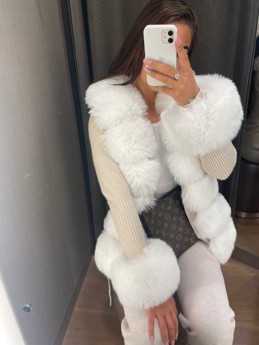 ‘NEW SEASON’ Faux Fur Cardigan - Cream