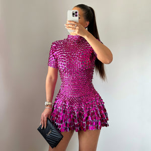 ‘FOR THE FAME’ Sequin Dress - Fuchsia