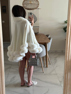 ‘VIP’ Faux Fur Cape - White