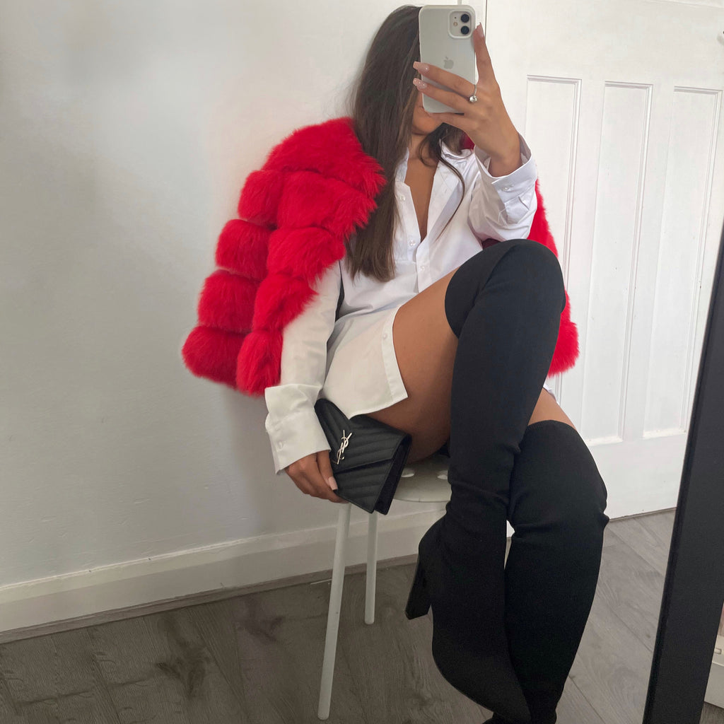 ‘FASHION WEEK’ Faux Fur Coat - Red