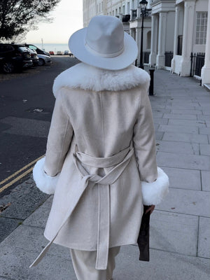 ‘FITZROVIA’ Faux Fur Wool Coat