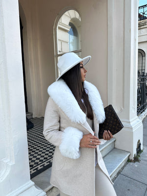 ‘FITZROVIA’ Faux Fur Wool Coat