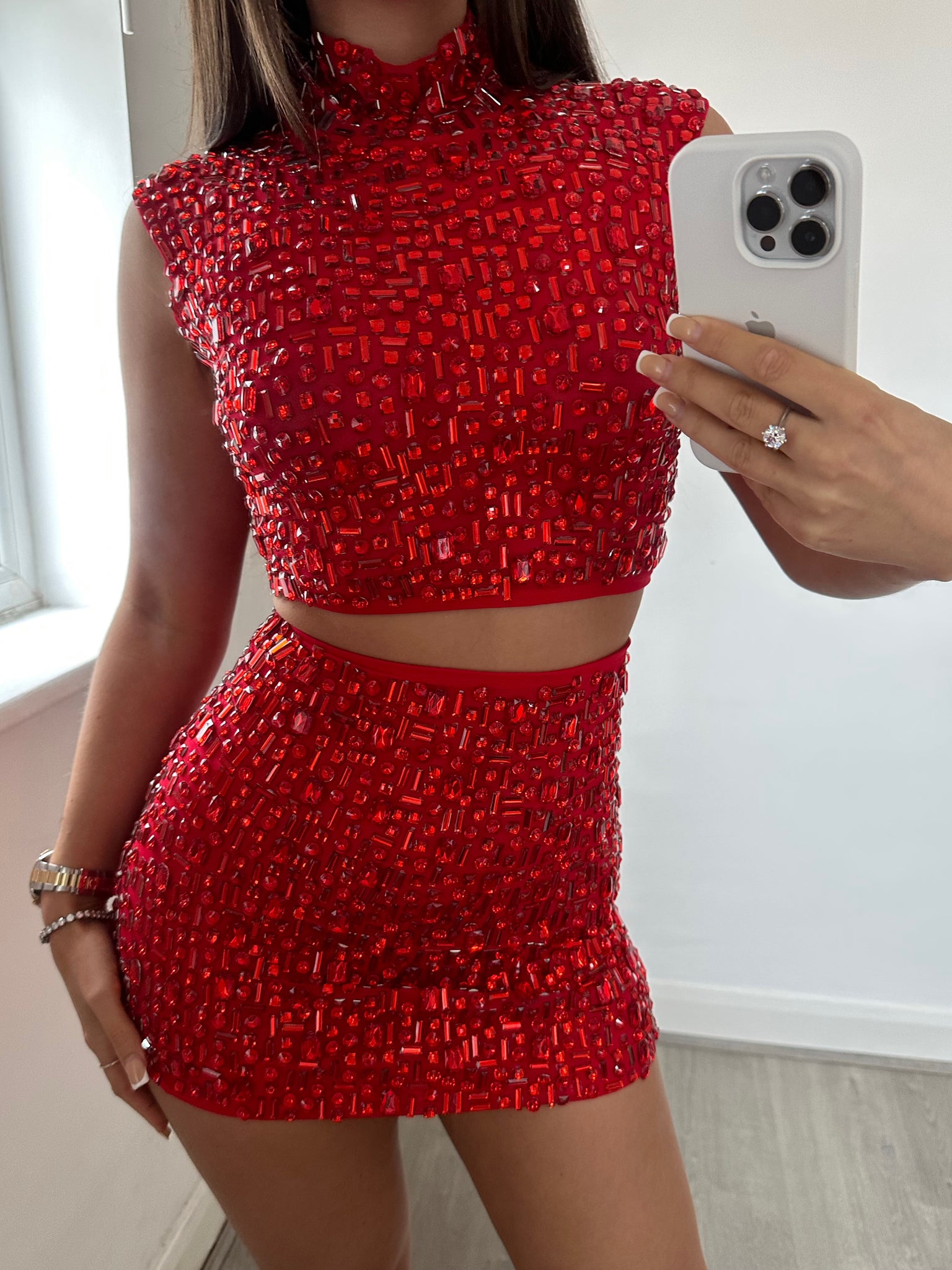 ‘16 WISHES’ Embellished Co Ord - Red