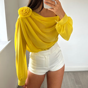 'AMBER’ Sheer Blouse - Yellow