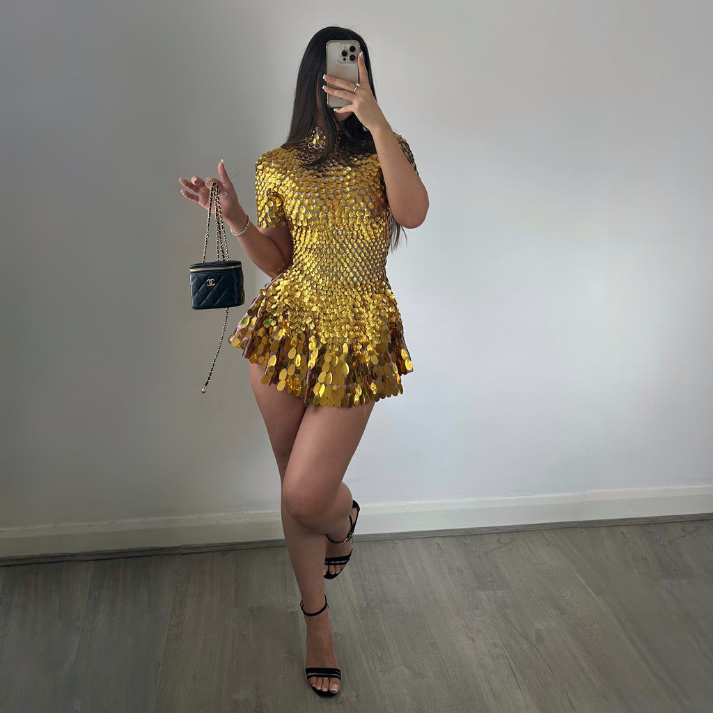 ‘FOR THE FAME’ Sequin Dress - Gold