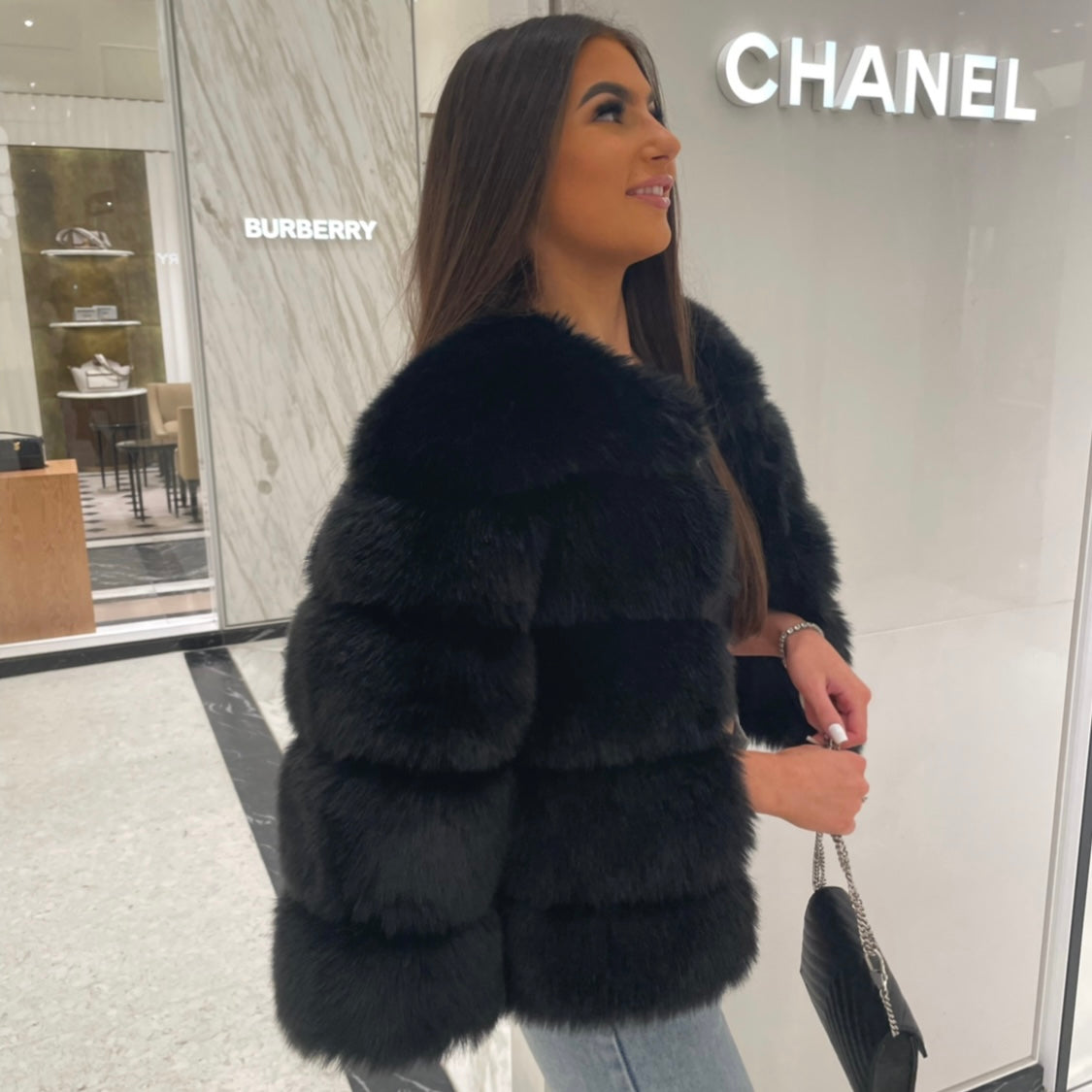 Black fur coat cheap hotsell