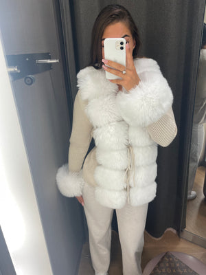 ‘NEW SEASON’ Faux Fur Cardigan - Cream