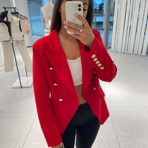 ‘JORDAN’ Military Style Blazer - Red / Gold Button