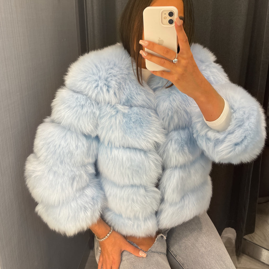 ‘FASHION WEEK’ Faux Fur Coat - Baby Blue