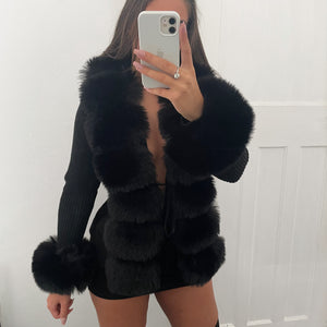 NEW SEASON Faux Fur Cardigan Black Bella Luxe