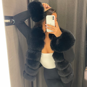 ‘NEW SEASON’ Faux Fur Cardigan - Black