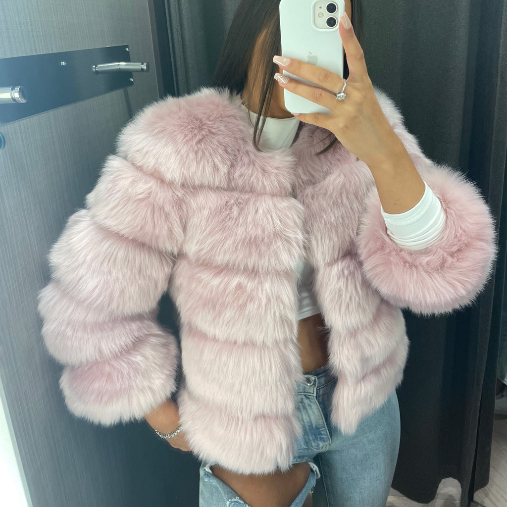 ‘FASHION WEEK’ Faux Fur Coat - Dusky Pink