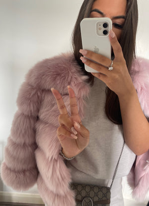 ‘FASHION WEEK’ Faux Fur Coat - Dusky Pink