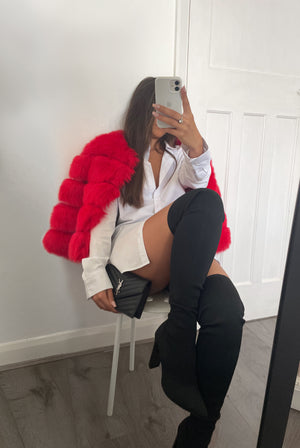 ‘FASHION WEEK’ Faux Fur Coat - Red